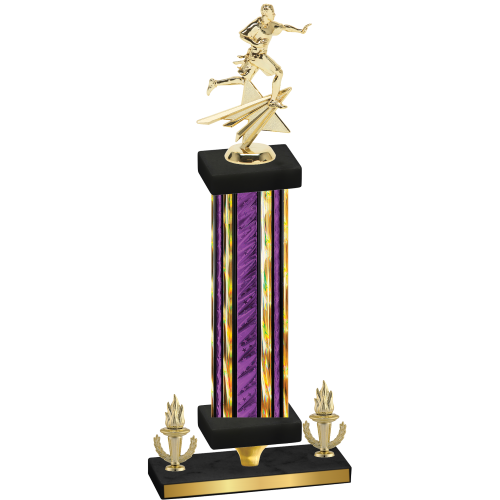 Premium Single Purple Glacier Victory Flag Football Trophy