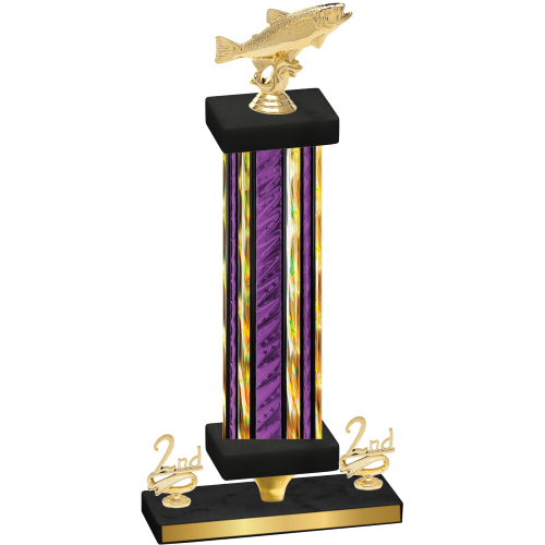 Premium Single Purple Glacier Second Place Fishing Trophy