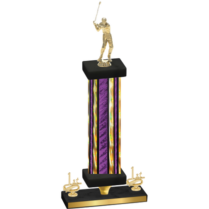 Premium Single Purple Glacier First Place Golf Trophy