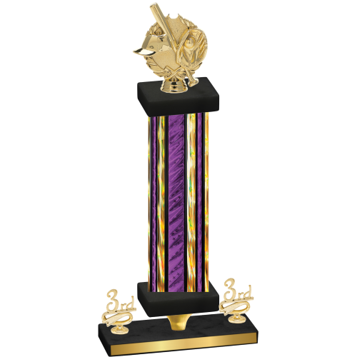 Premium Single Purple Glacier Third Place Baseball Trophy