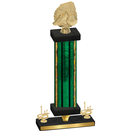 Premium Single Green Glacier First Place Soccer Trophy