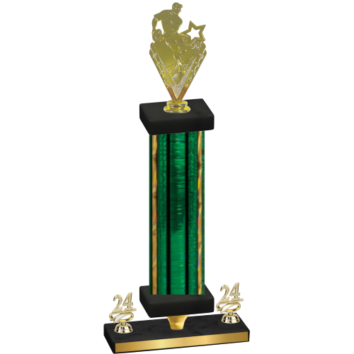 Premium Single Green Glacier Year Rugby Trophy