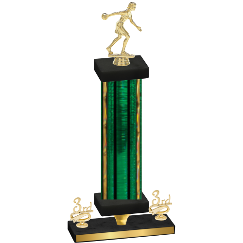 Premium Single Green Glacier Third Place Bowling Trophy