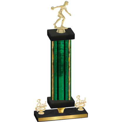 Premium Single Green Glacier Third Place Bowling Trophy