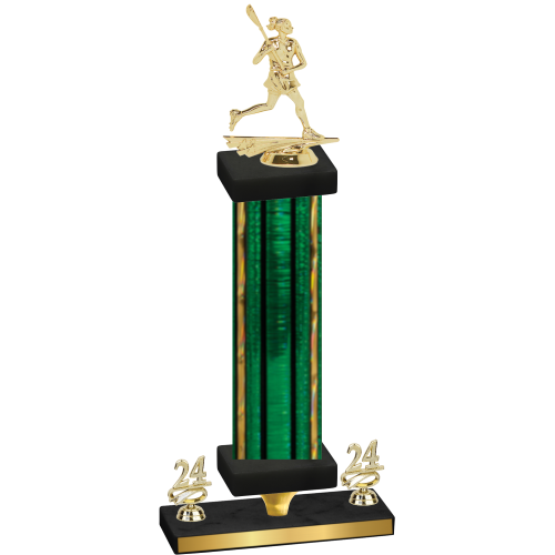 Premium Single Green Glacier Year Lacrosse Trophy