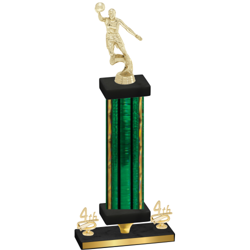 Premium Single Green Glacier Fourth Place Basketball Trophy