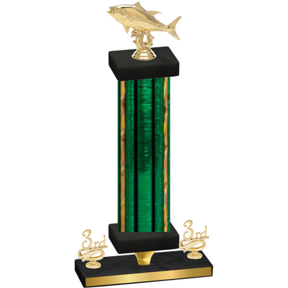 Premium Single Green Glacier Third Place Fishing Trophy