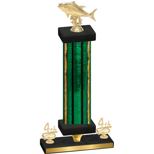 Premium Single Green Glacier Fourth Place Fishing Trophy