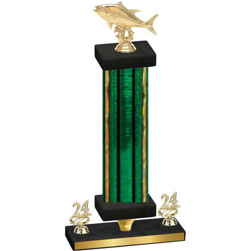 Premium Single Green Glacier Year Fishing Trophy