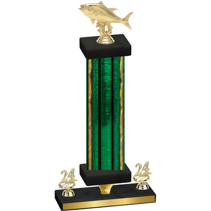 Premium Single Green Glacier Year Fishing Trophy