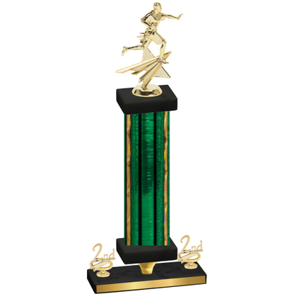 Premium Single Green Glacier Second Place Flag Football Trophy