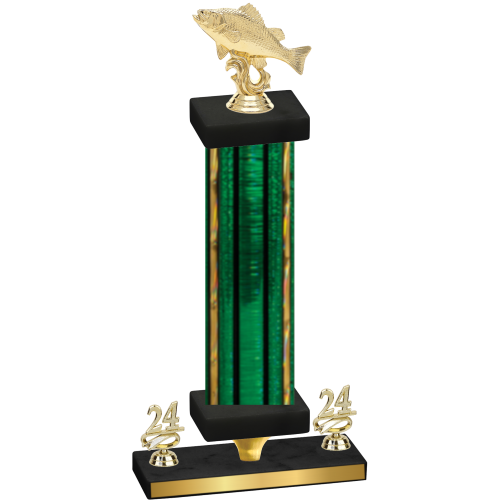Premium Single Green Glacier Year Fishing Trophy