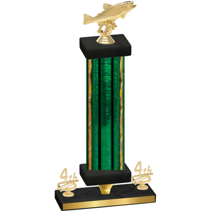Premium Single Green Glacier Fourth Place Fishing Trophy