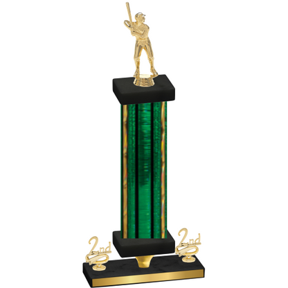 Premium Single Green Glacier Second Place Baseball Trophy