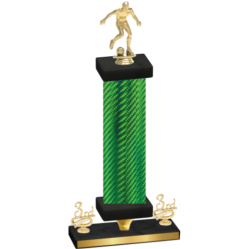 Premium Single Green Carbon Fiber Third Place Soccer Trophy