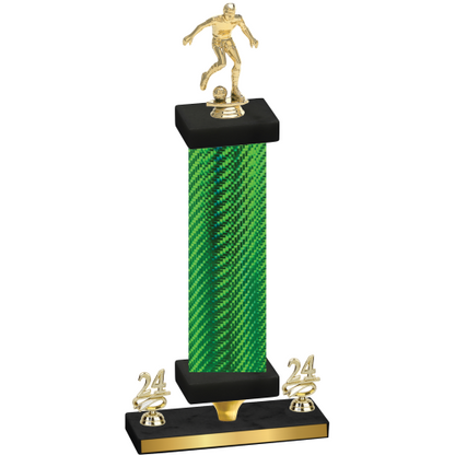 Premium Single Green Carbon Fiber Year Soccer Trophy