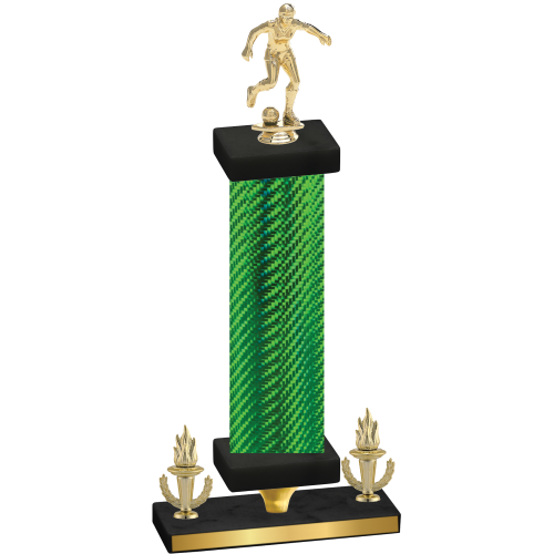 Premium Single Green Carbon Fiber Victory Soccer Trophy