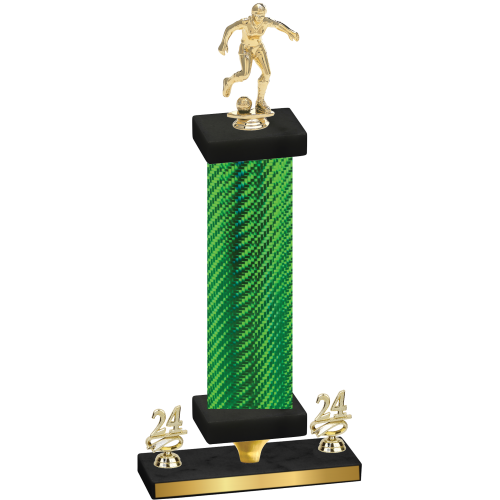 Premium Single Green Carbon Fiber Year Soccer Trophy
