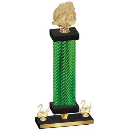 Premium Single Green Carbon Fiber Second Place Soccer Trophy