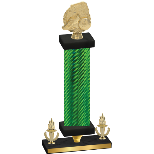 Premium Single Green Carbon Fiber Victory Soccer Trophy