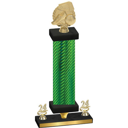 Premium Single Green Carbon Fiber Year Soccer Trophy