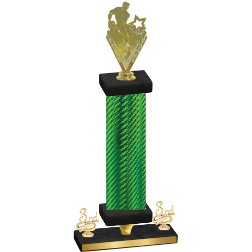 Premium Single Green Carbon Fiber Third Place Rugby Trophy