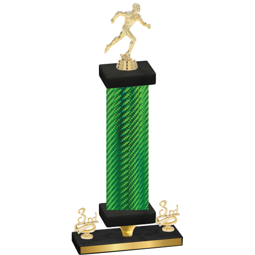 Premium Single Green Carbon Fiber Third Place Running Trophy