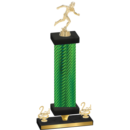 Premium Single Green Carbon Fiber Second Place Running Trophy
