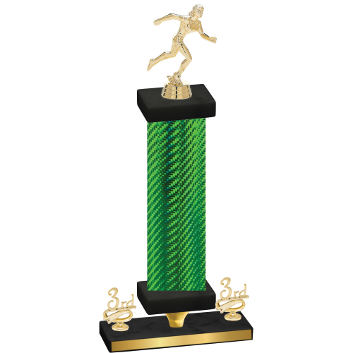 Premium Single Green Carbon Fiber Third Place Running Trophy
