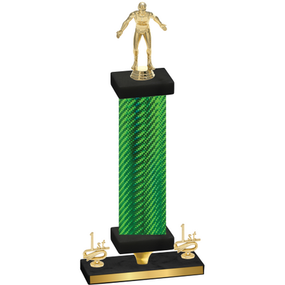 Premium Single Green Carbon Fiber First Place Wrestling Trophy