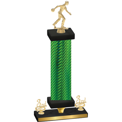 Premium Single Green Carbon Fiber Third Place Bowling Trophy