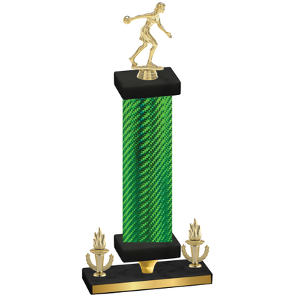 Premium Single Green Carbon Fiber Victory Bowling Trophy