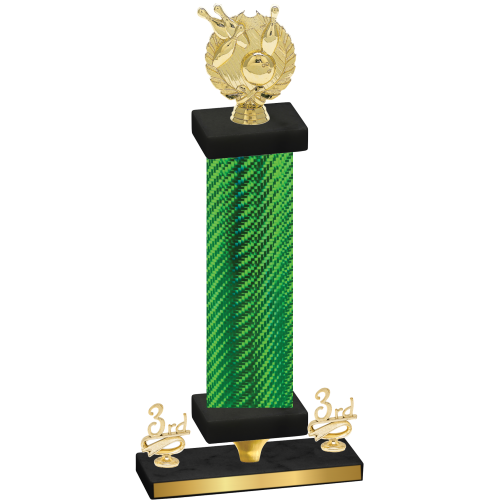 Premium Single Green Carbon Fiber Third Place Bowling Trophy