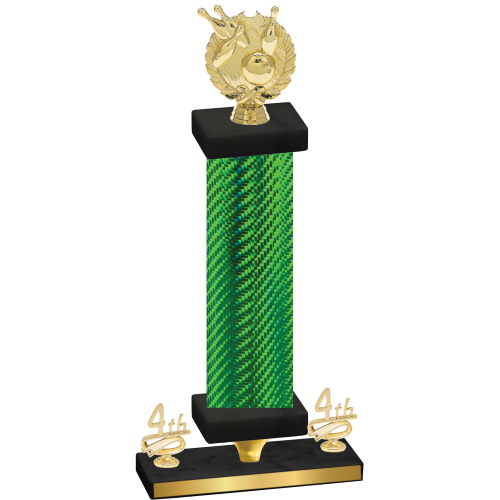 Premium Single Green Carbon Fiber Fourth Place Bowling Trophy