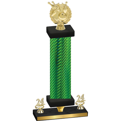 Premium Single Green Carbon Fiber Year Bowling Trophy