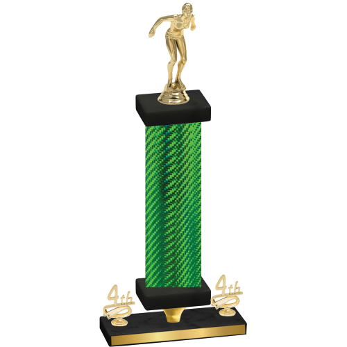 Premium Single Green Carbon Fiber Fourth Place Tennis Trophy