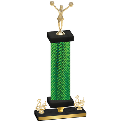 Premium Single Green Carbon Fiber Third Place Cheerleading Trophy