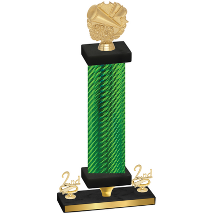 Premium Single Green Carbon Fiber Second Place Cheerleading Trophy