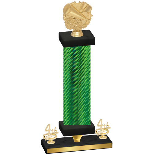 Premium Single Green Carbon Fiber Fourth Place Cheerleading Trophy