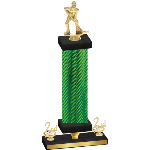 Premium Single Green Carbon Fiber Second Place Hockey Trophy