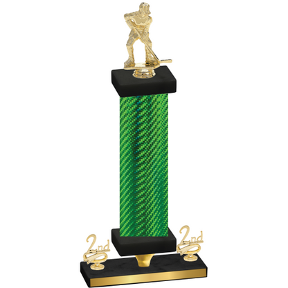Premium Single Green Carbon Fiber Second Place Hockey Trophy