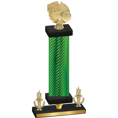 Premium Single Green Carbon Fiber Victory Basketball Trophy