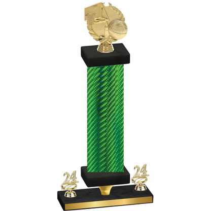 Premium Single Green Carbon Fiber Year Basketball Trophy