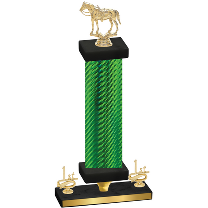Premium Single Green Carbon Fiber First Place Horses Trophy