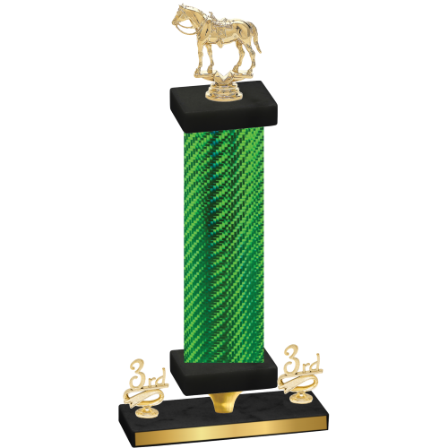 Premium Single Green Carbon Fiber Third Place Horses Trophy