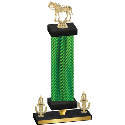 Premium Single Green Carbon Fiber Victory Horses Trophy