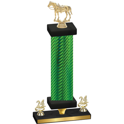 Premium Single Green Carbon Fiber Year Horses Trophy