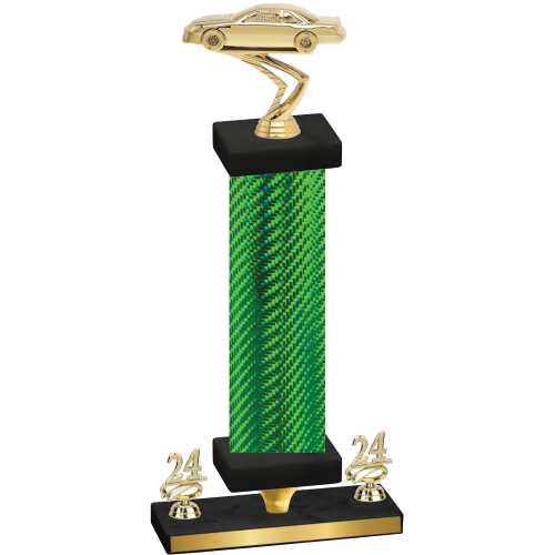 Premium Single Green Carbon Fiber Year Cars Trophy