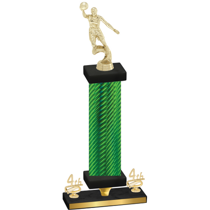 Premium Single Green Carbon Fiber Fourth Place Basketball Trophy