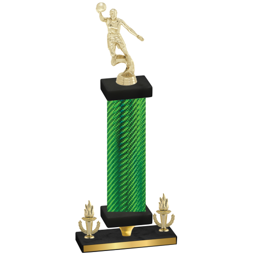 Premium Single Green Carbon Fiber Victory Basketball Trophy
